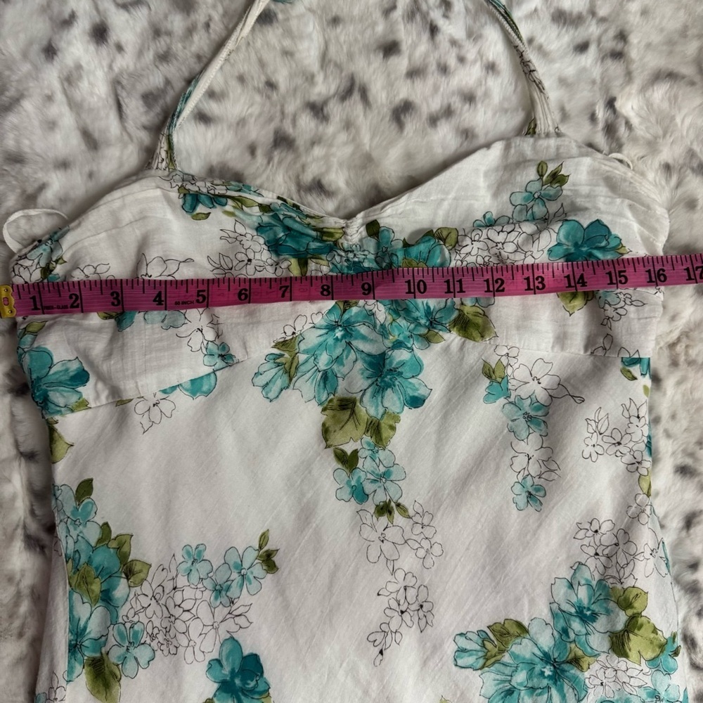 Mariposa dress floral white blue green flowers halter cute milkmaid boho y2k - Picture 6 of 9